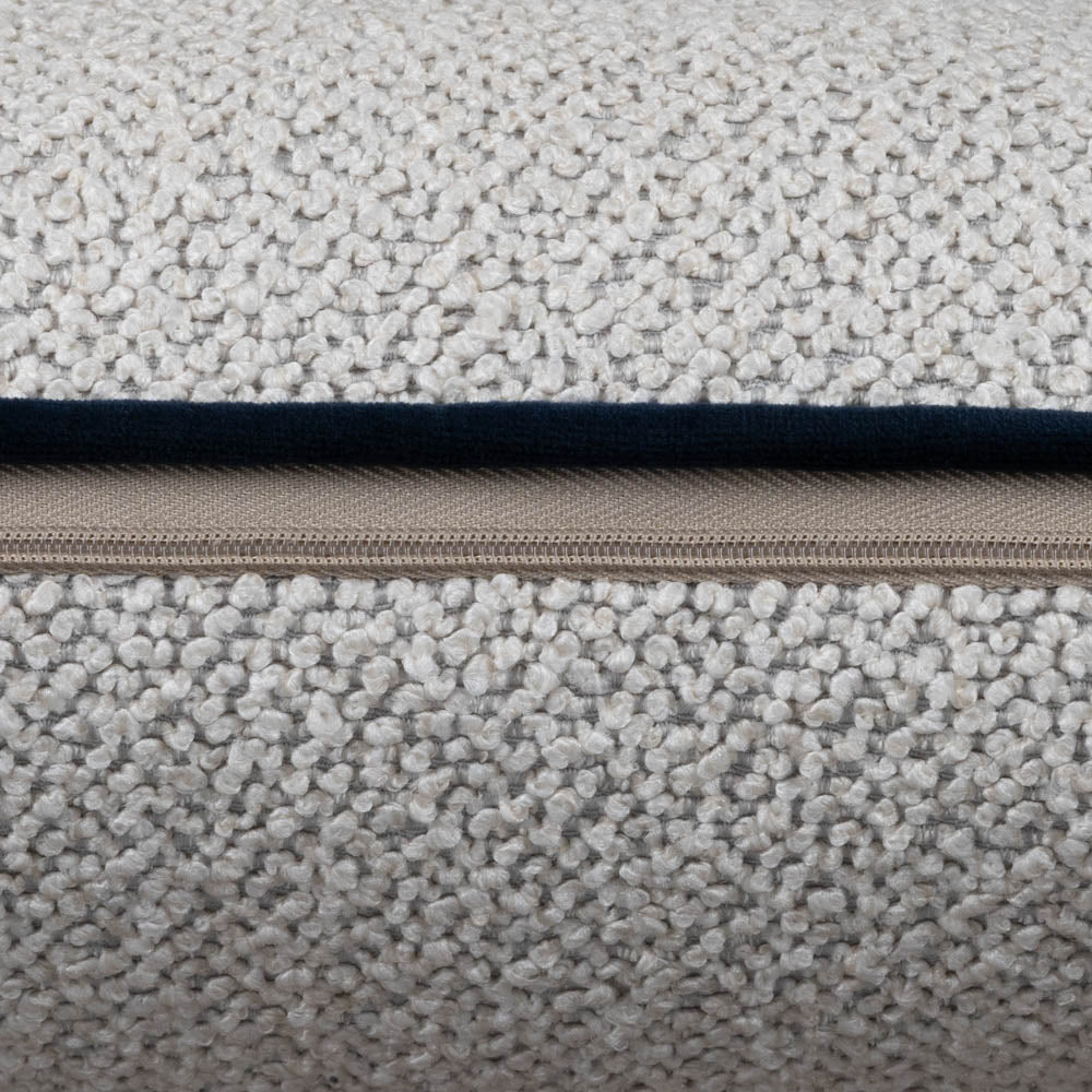 Oasis Upholstered Cushion Ecru Navy Zipper Detail
