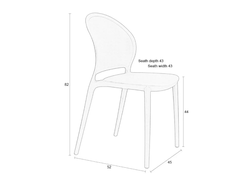 Obi Stackable Outdoor Chair Dimensions