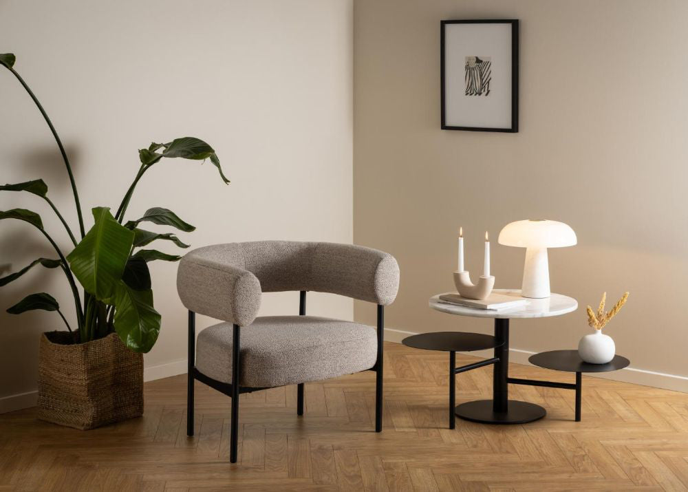 Odin Accent Chair with Indoor Plant and Side Table in Living Room Setting