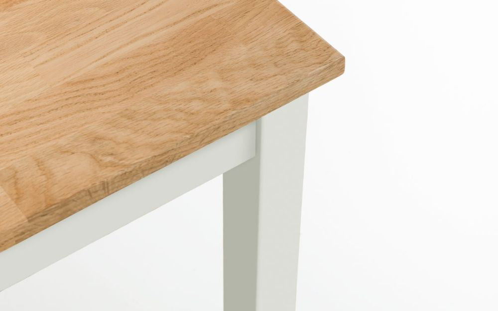 Orr Dining Table Ivory and Oak Top Corner Detail