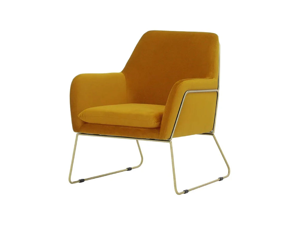 Oslo Armchair - Mustard and Gold Metal Frame