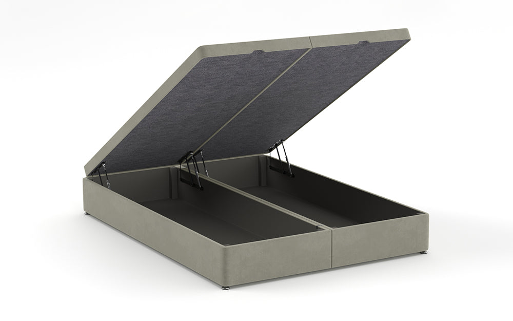 Ottoman Bed 4'6" Double with Full in Plush Velvet Silver