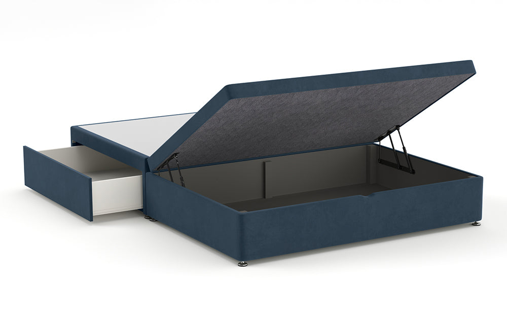 Ottoman Bed 4'6" Double with Half in Plush Velvet Indigo