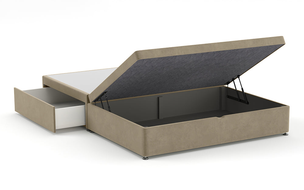 Ottoman Bed 4'6" Double with Half in Plush Velvet Platinum