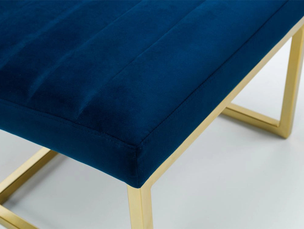 Oxford Velvet Accent Chair Blue and Gold with Leg and Seat Detail