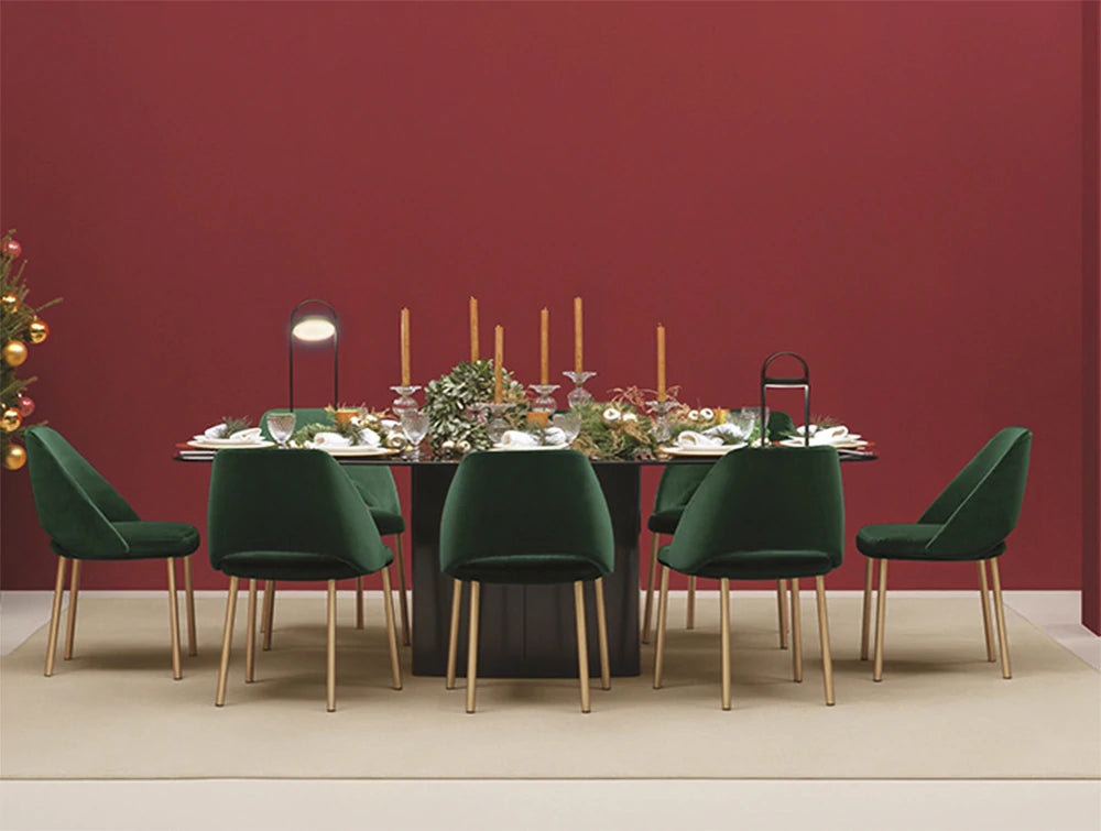 Pedrali Aero Table With Rectangular Base 2 In Black Finish With Green Chair In Dining Area