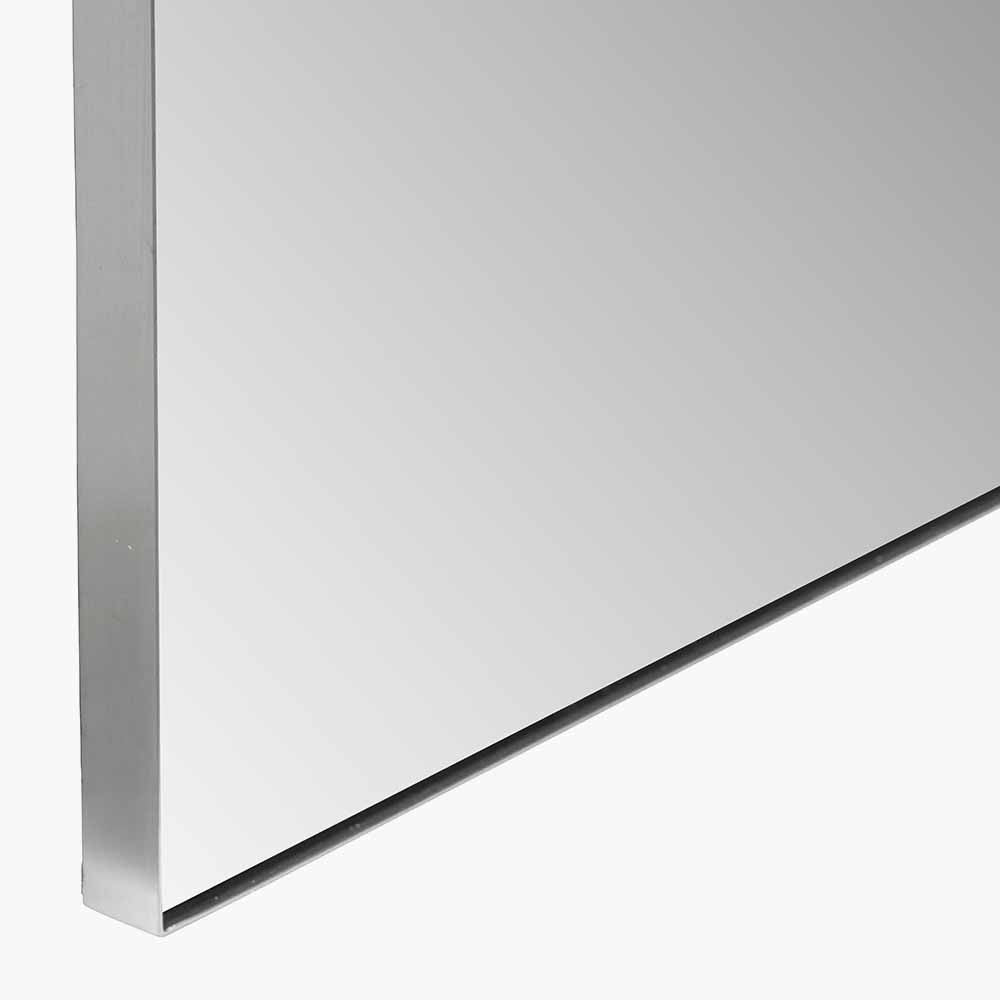 Peyton Silver Metal Slim Frame Arch Floor Mirror Base Detail