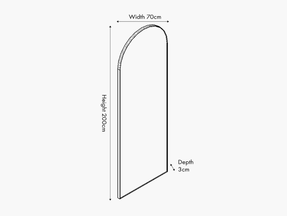 Peyton Silver Metal Slim Frame Arch Floor Mirror Dimensions