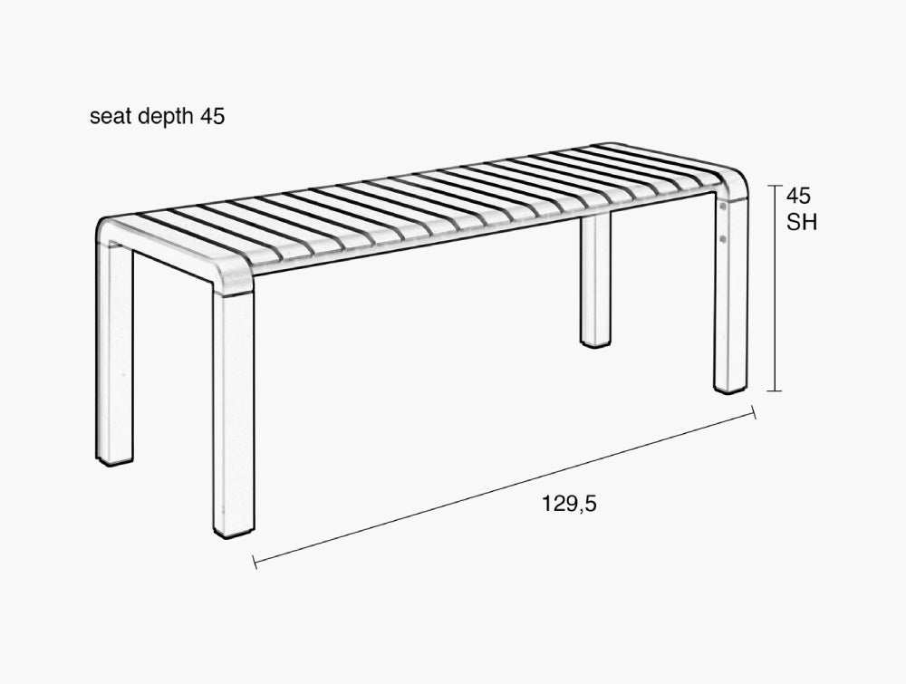 Portia Outdoor Bench 1295x450 Dimensions