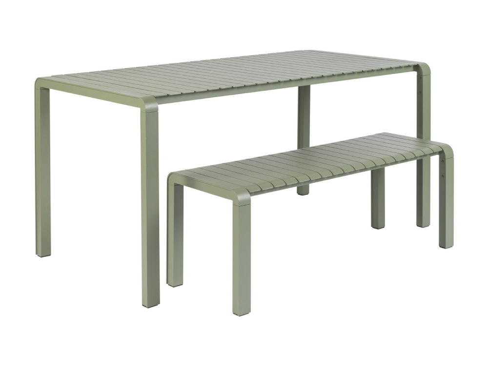 Portia Outdoor Bench 1295x450 Green with Table