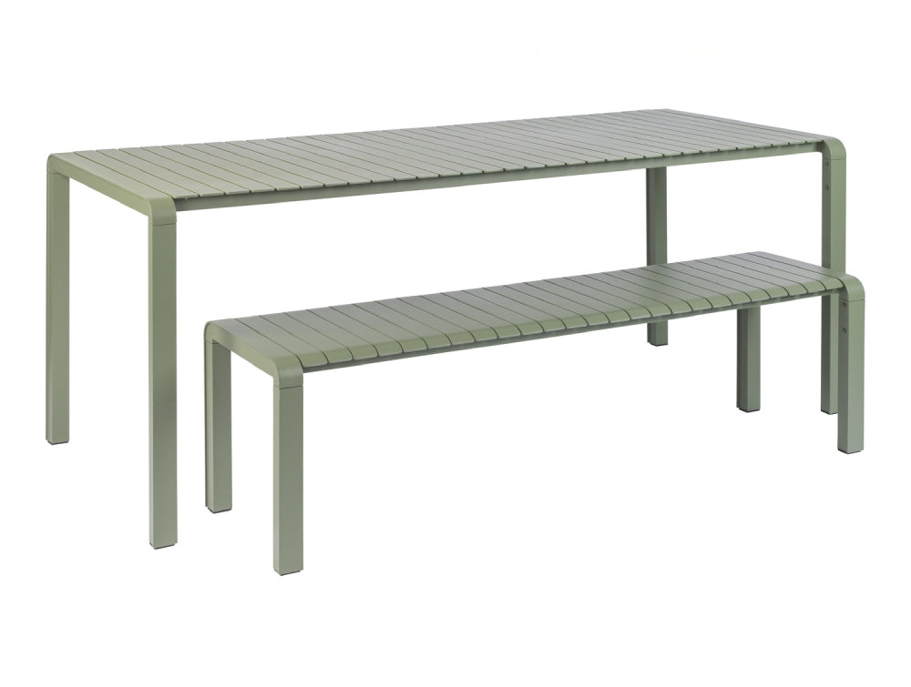 Portia Outdoor Bench 1750x450 Green with Table