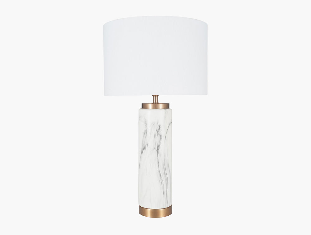 Raya Marble Effect and Brass Ceramic High Table Lamp