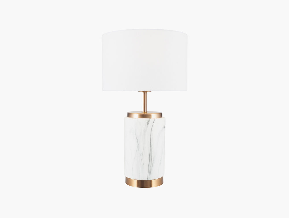 Raya Marble Effect and Brass Ceramic Low Table Lamp 2