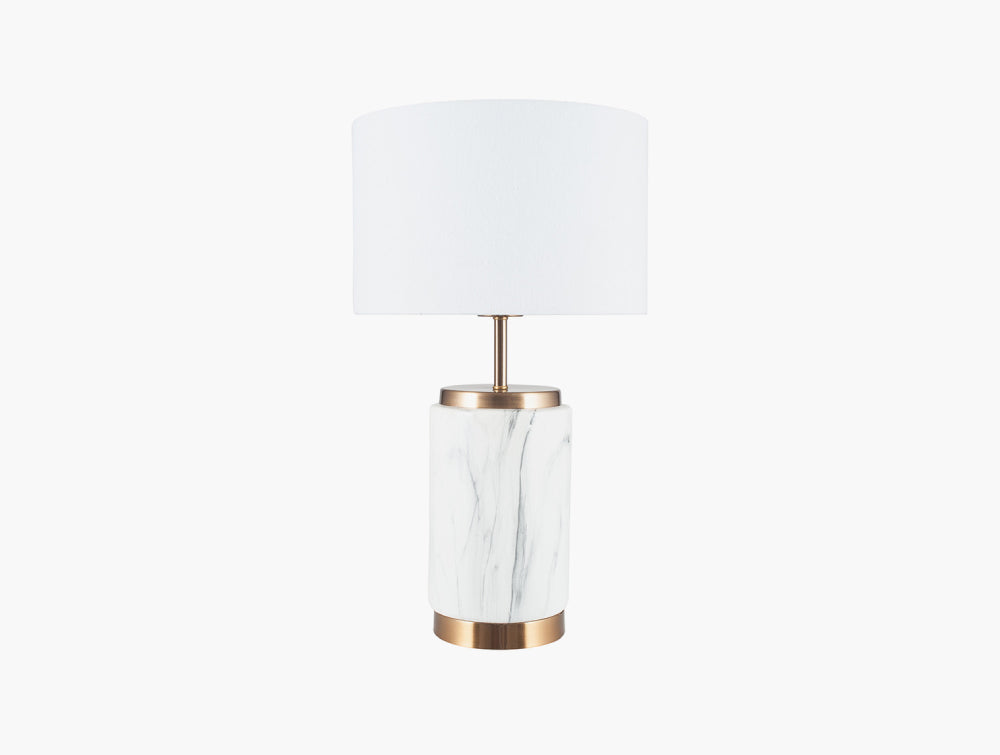 Raya Marble Effect and Brass Ceramic Low Table Lamp