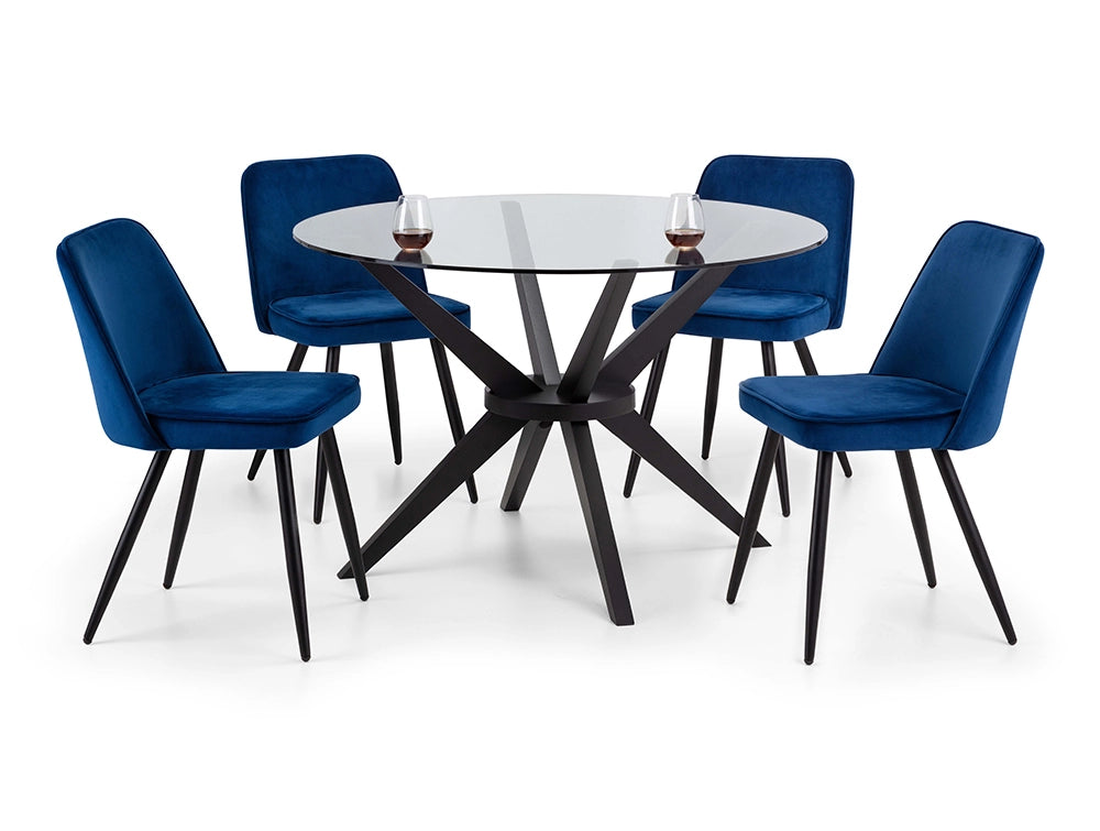 Reese Dining Chair Blue with Round Table 2