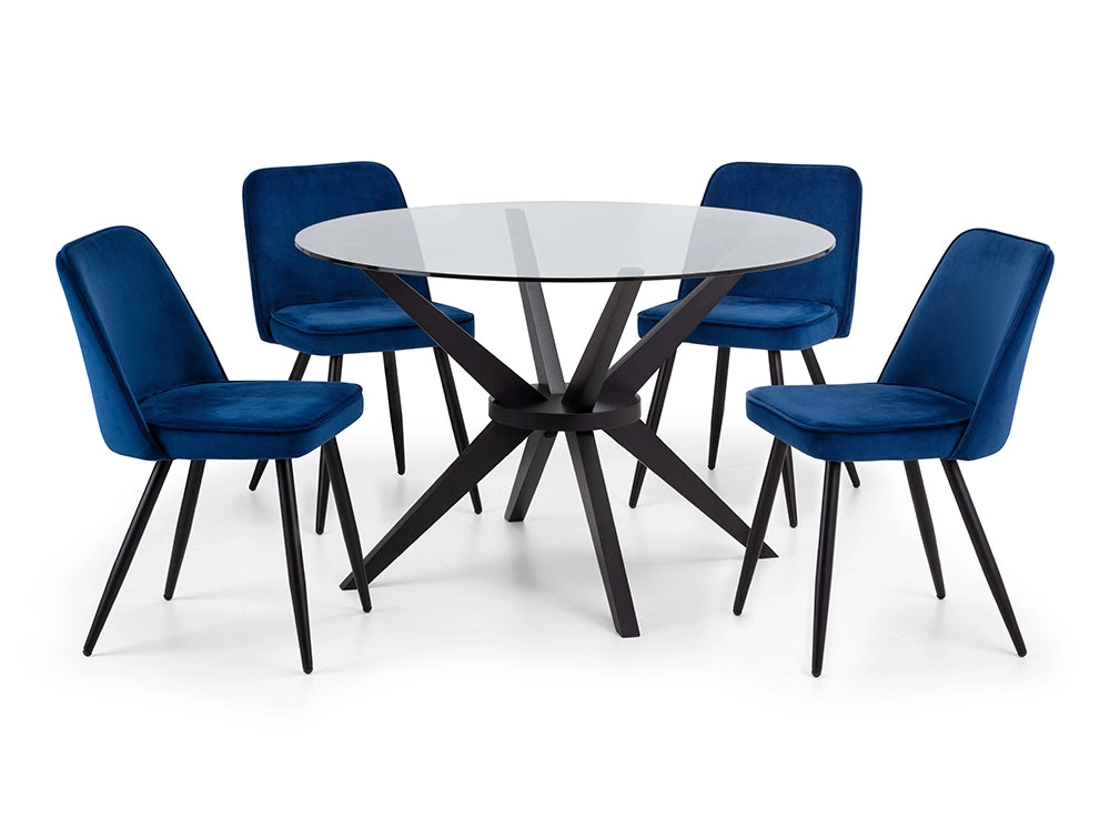 Reese Dining Chair Blue with Round Table