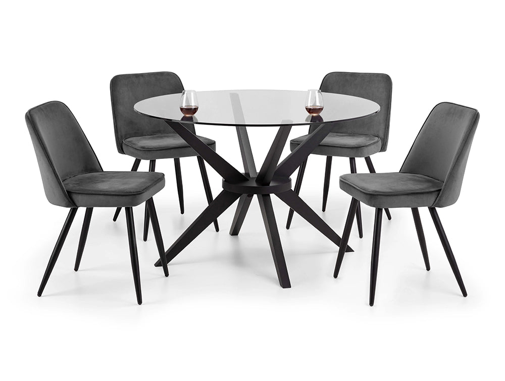 Reese Dining Chair Grey with Round Table 2