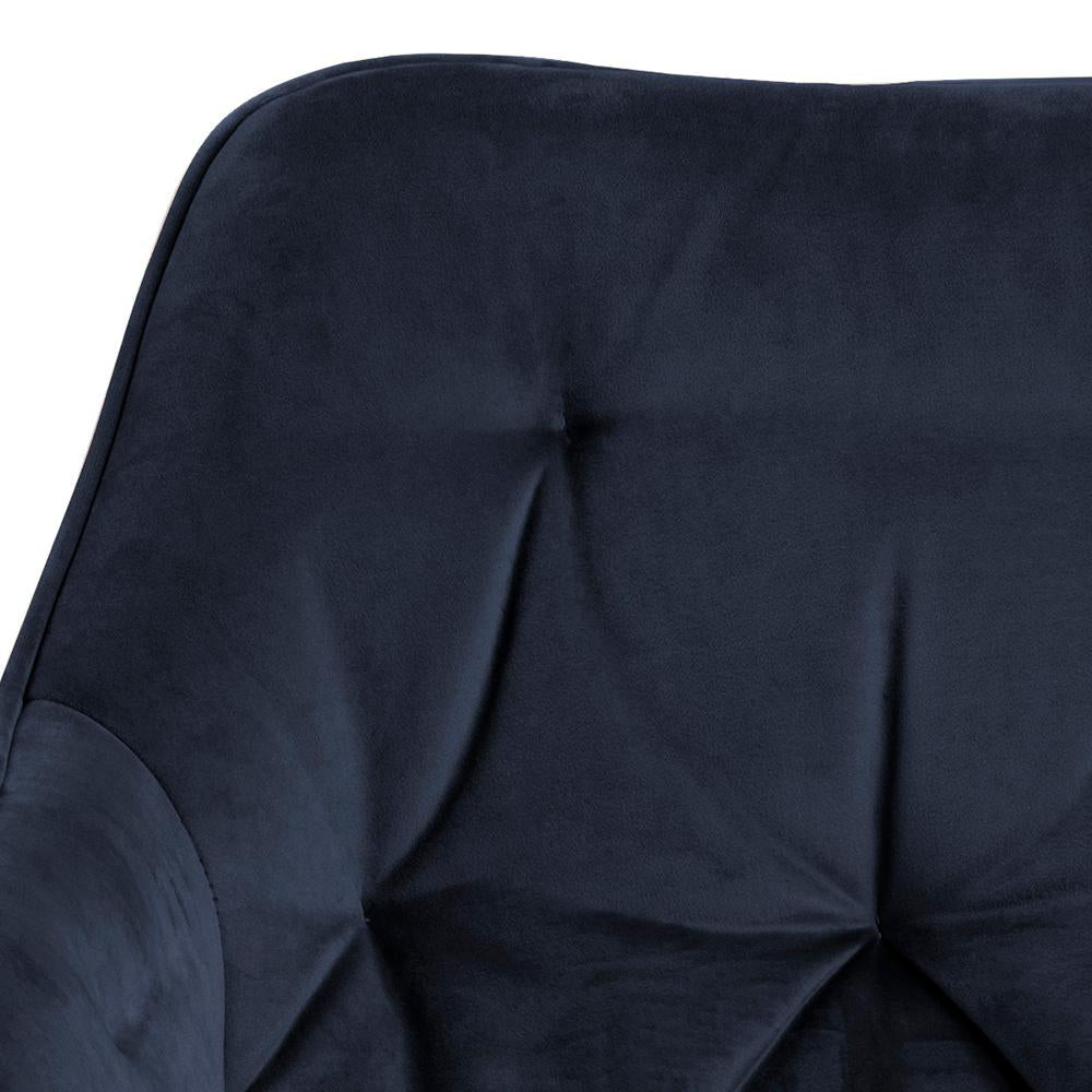 Rica Upholstered Dining Chair Midnight Blue Backrest Corner Detail