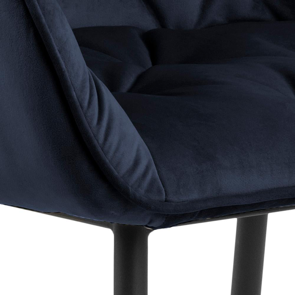 Rica Upholstered Dining Chair Midnight Blue Seat Corner Detail