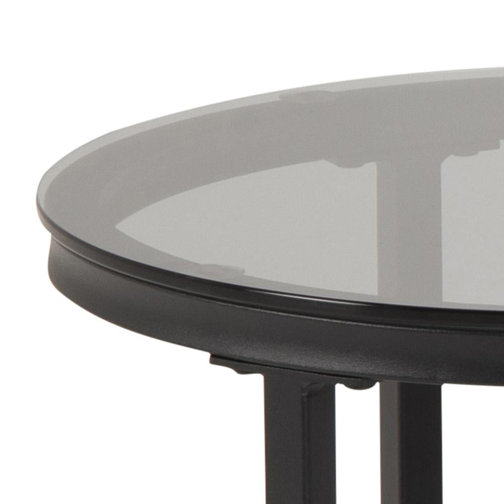 Riva Oval Round Coffee Table Smoked Glass Black Marble Top Detail 2