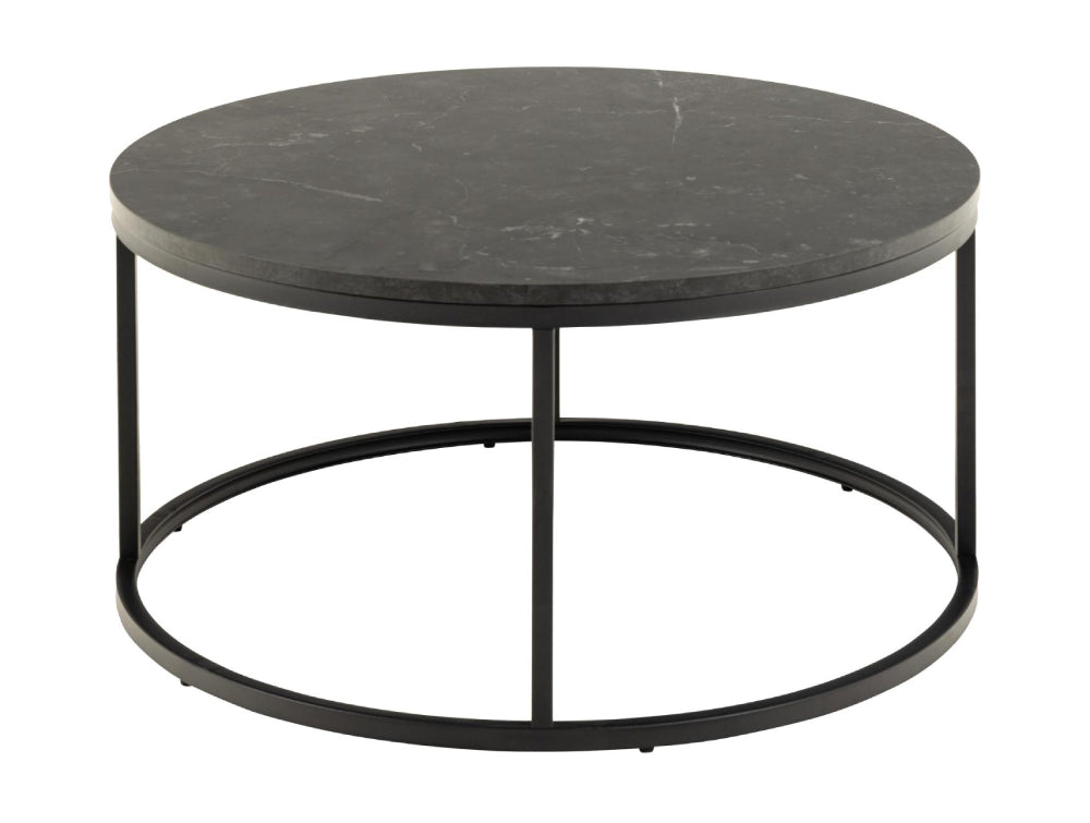 Riva Round Coffee Table Black Marble 2