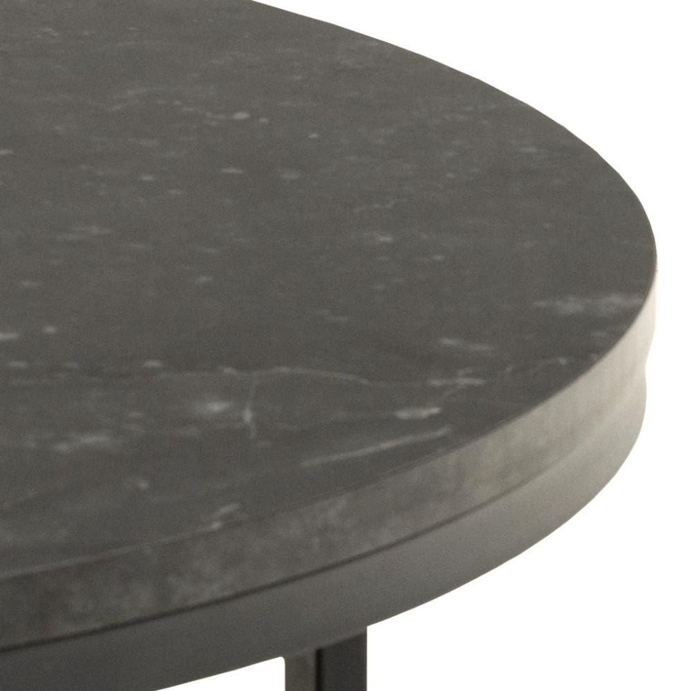 Riva Round Coffee Table Black Marble Top Detail