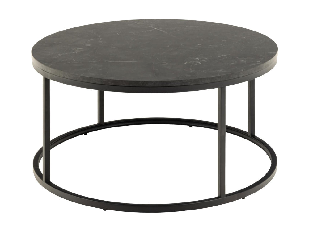 Riva Round Coffee Table Black Marble