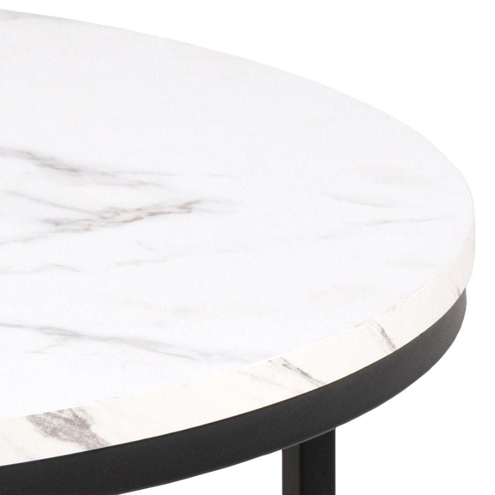 Riva Round Coffee Table White Marble Top Detail