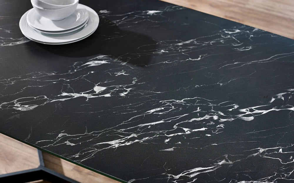 Roma Dining Table in Black Marble Top