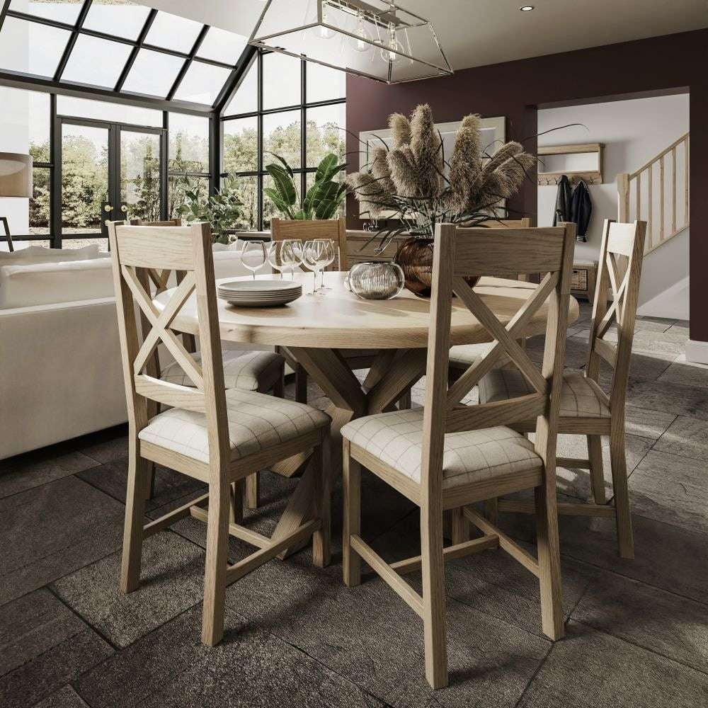 Sadie Round Dining Table with Chairs and Coat Hanger in Dining Setting