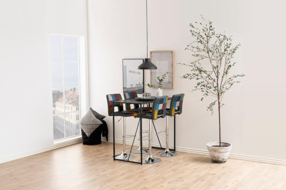 Seattle Bar Table Black with High Stool and Indoor Plant in Breakout Setting 2