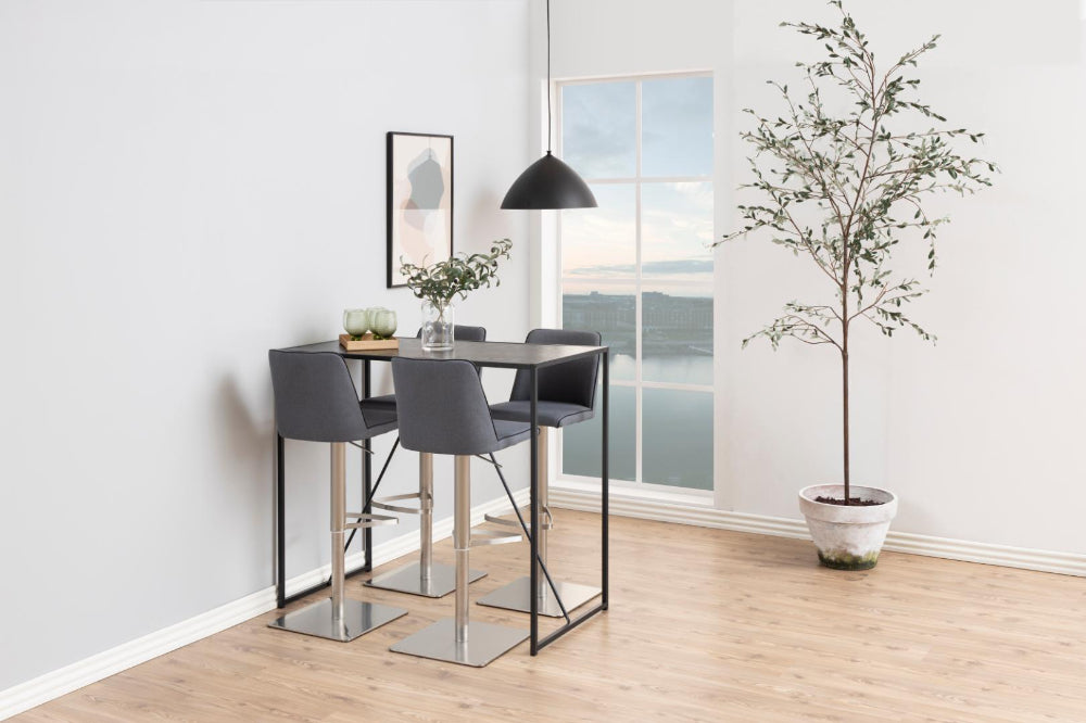 Seattle Bar Table Black with High Stool and Indoor Plant in Breakout Setting 3