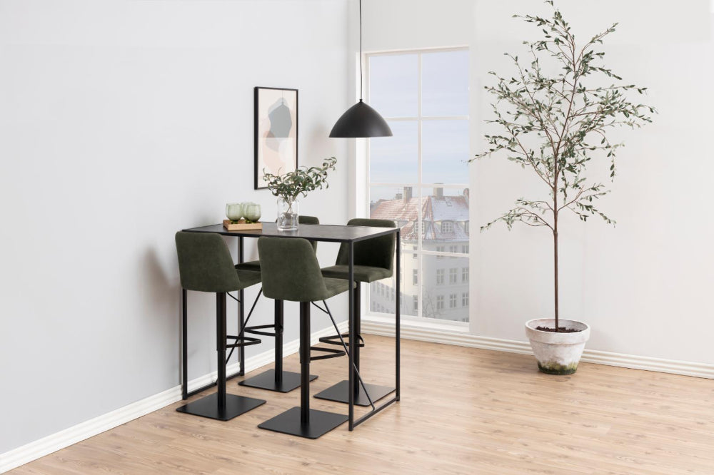 Seattle Bar Table Black with High Stool and Indoor Plant in Breakout Setting 4