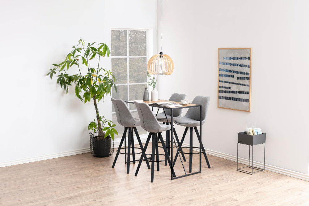 Seattle Bar Table Oak with High Stool and Indoor Plant in Breakout Setting 4