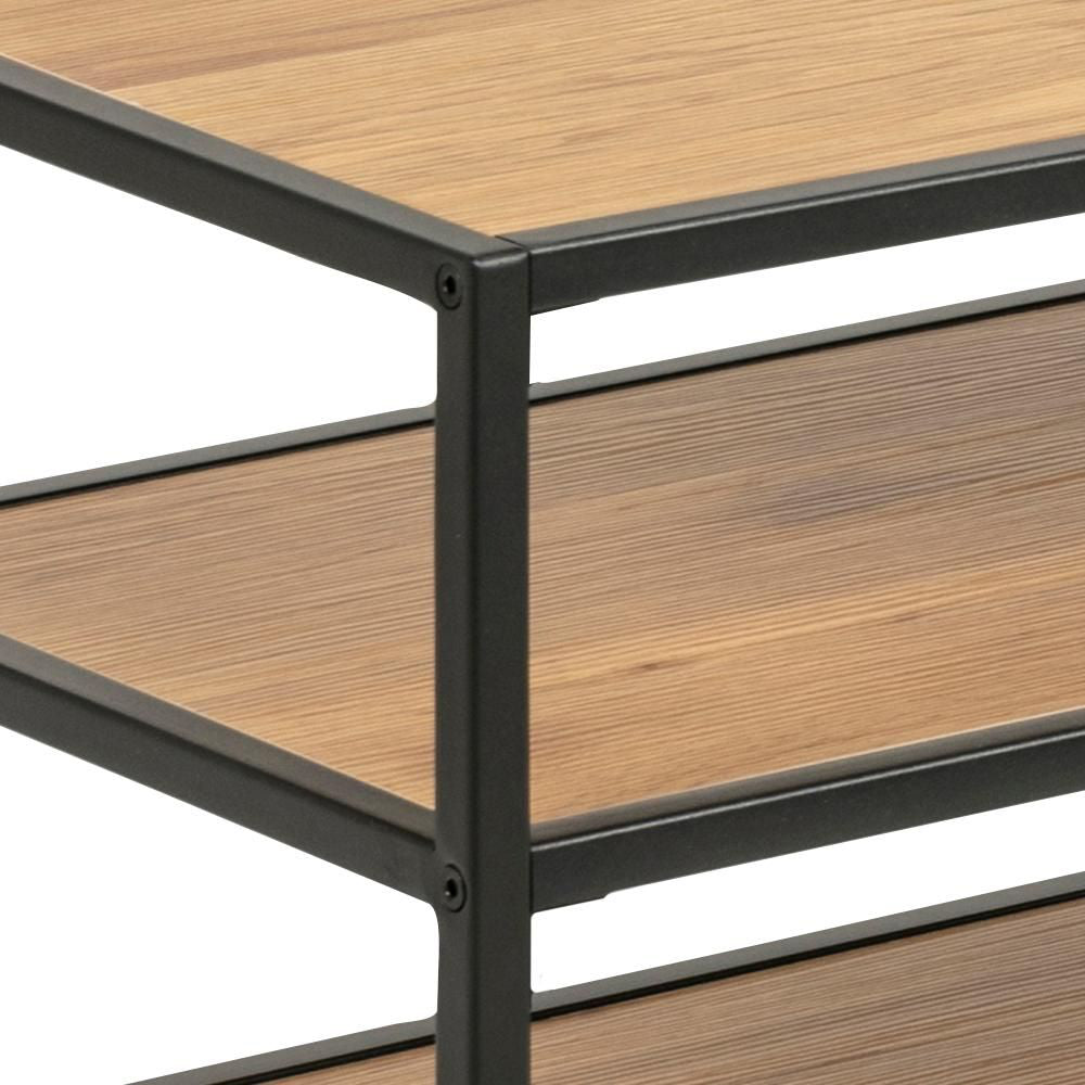 Seattle Media Unit Oak Black Shelves Detail