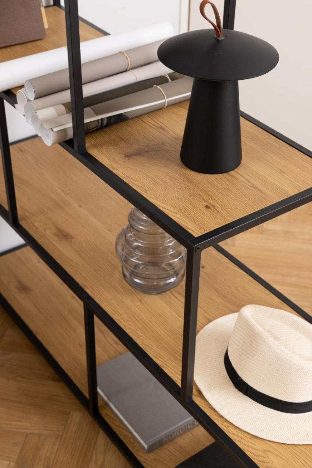 Sierra Bookcase Stepped with Stuffs Placed in the Shelves