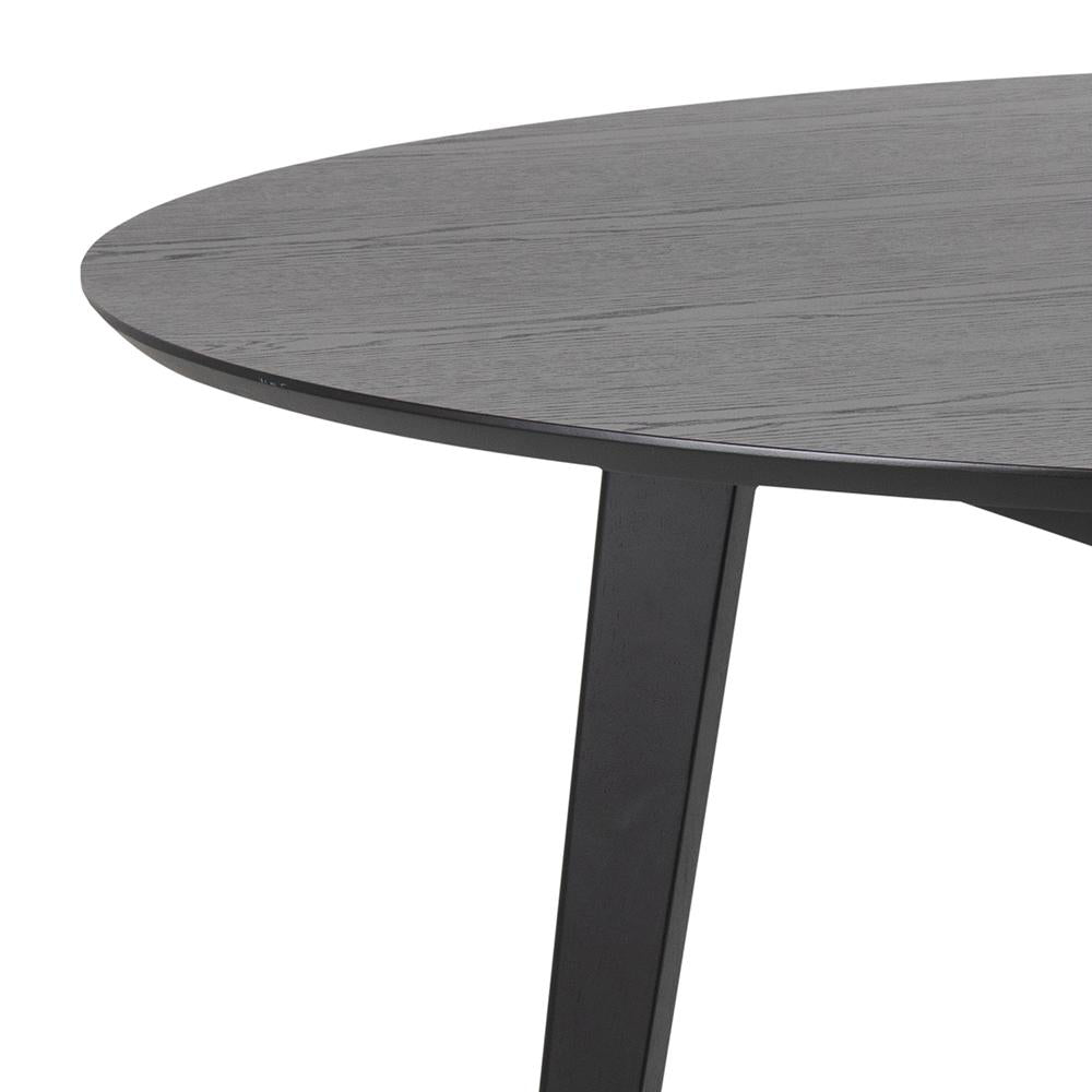 Sierra Round Dining Table in Veneered Matt Black Top and Rubberwood Matt Black Legs Top Corner Detail