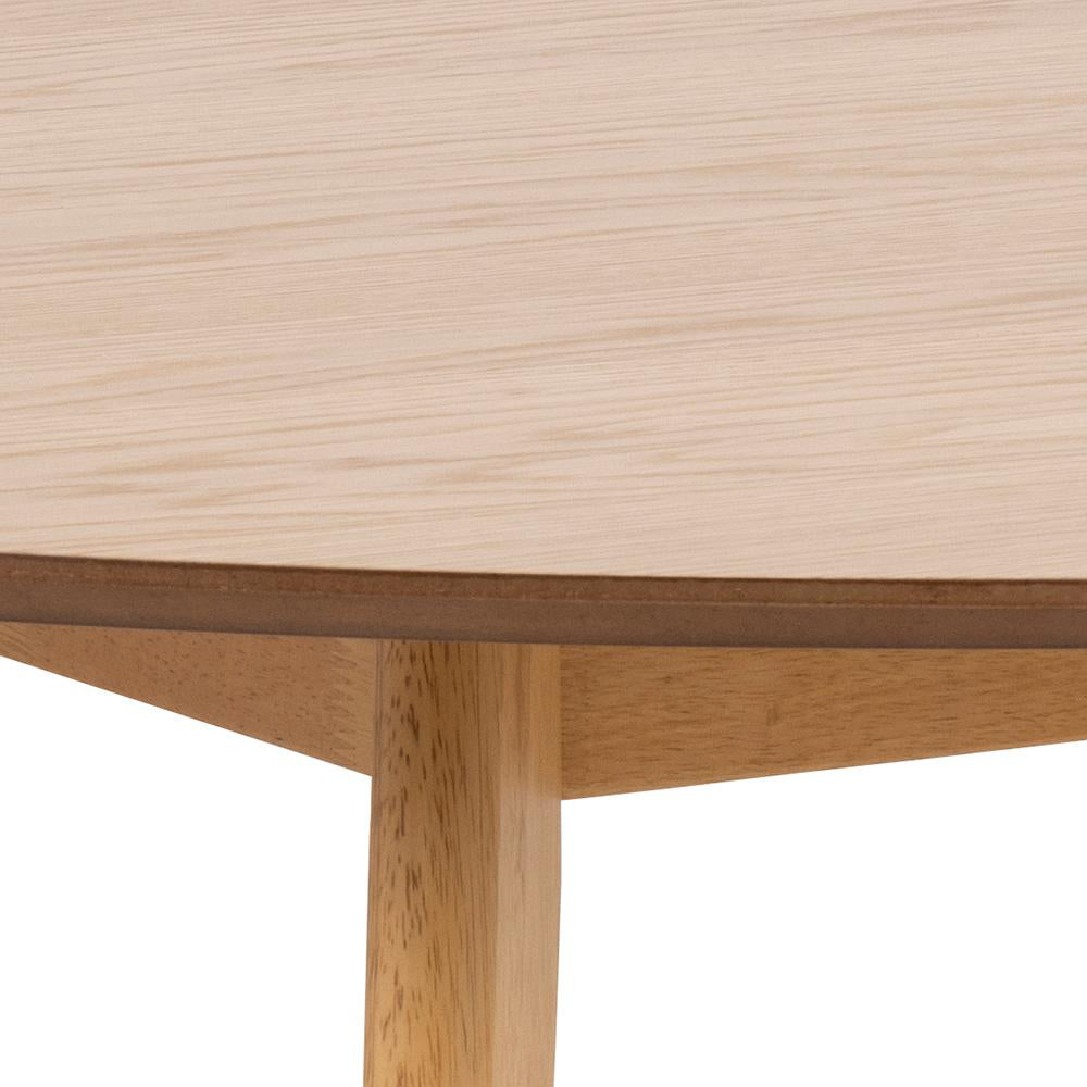 Sierra Round Dining Table in Veneered Oak Top and Rubberwood Matt Oak Legs Edge Detail 2