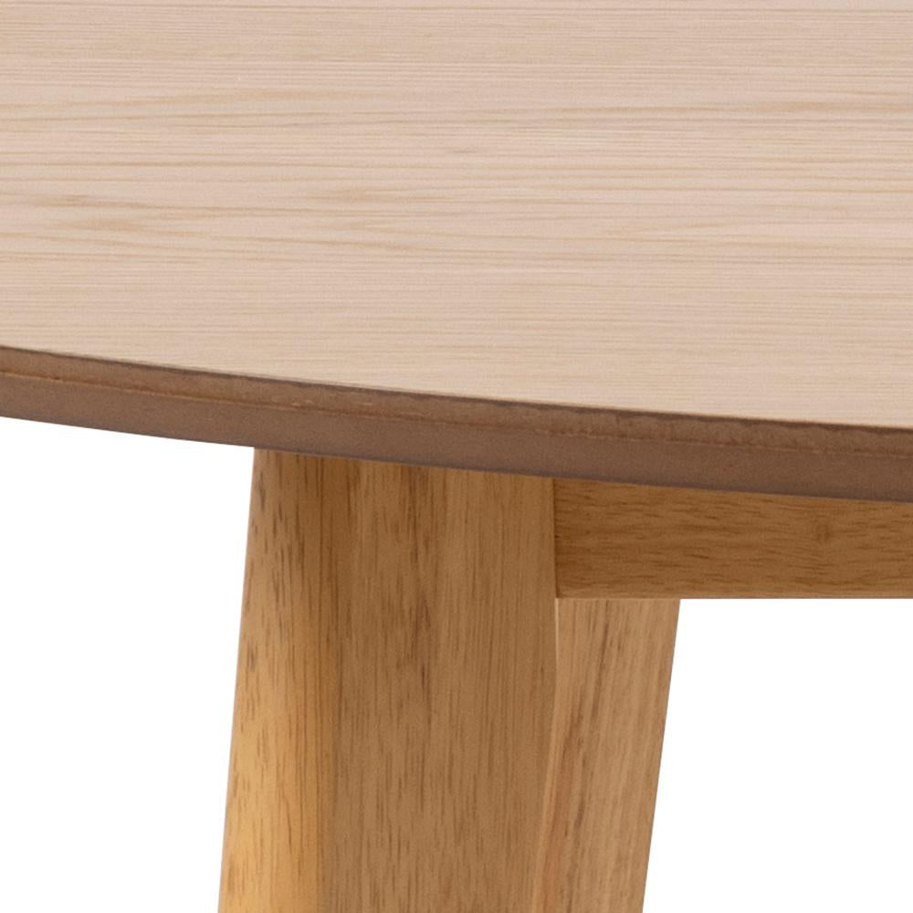 Sierra Round Dining Table in Veneered Oak Top and Rubberwood Matt Oak Legs Edge Detail
