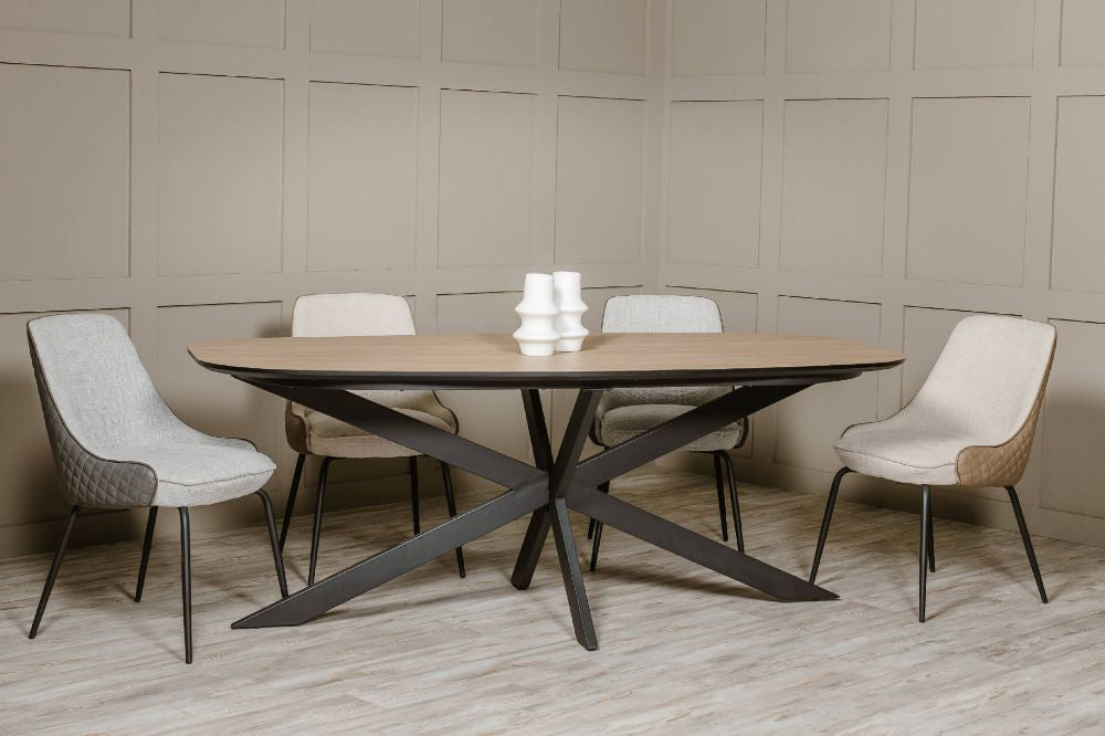 Silo Dining Chair in Grey Finish with Table and Vase in Dining Setting