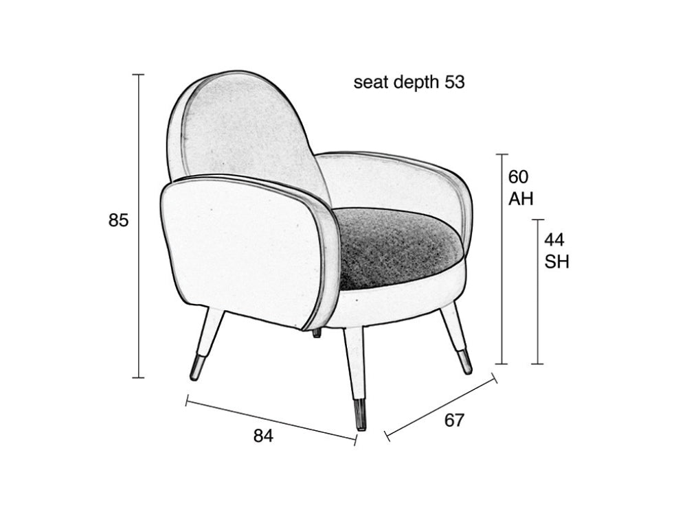 Sofia Lounge Chair Black Grey Dimensions