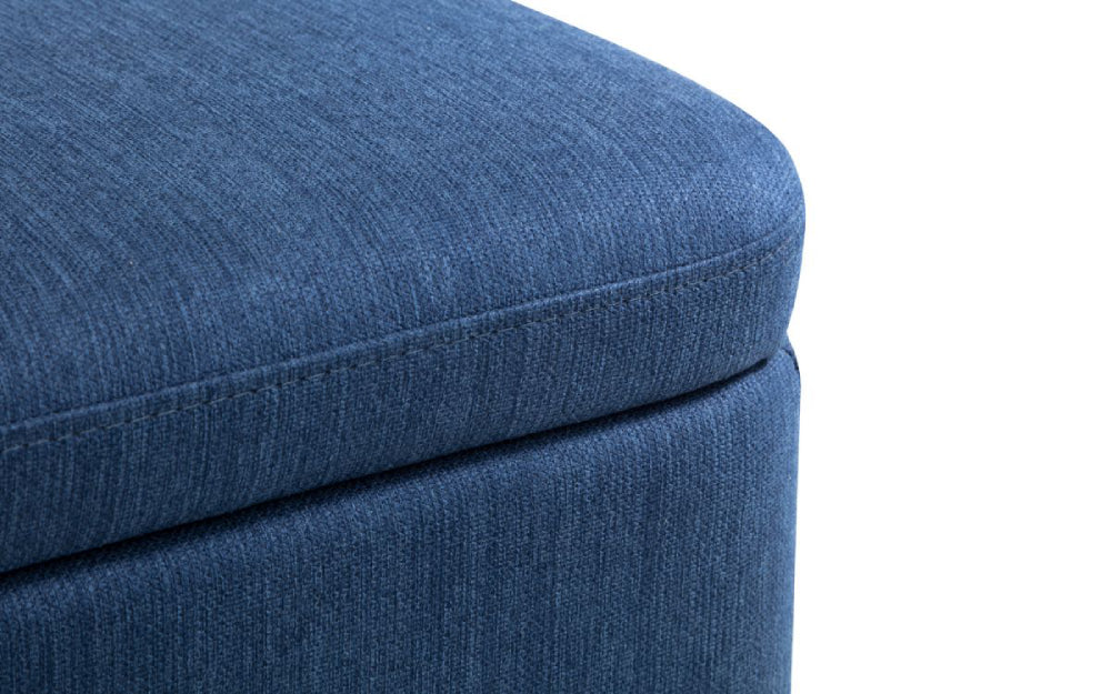 Stellar Upholstered Blanket Box Blue Top Corner Detail
