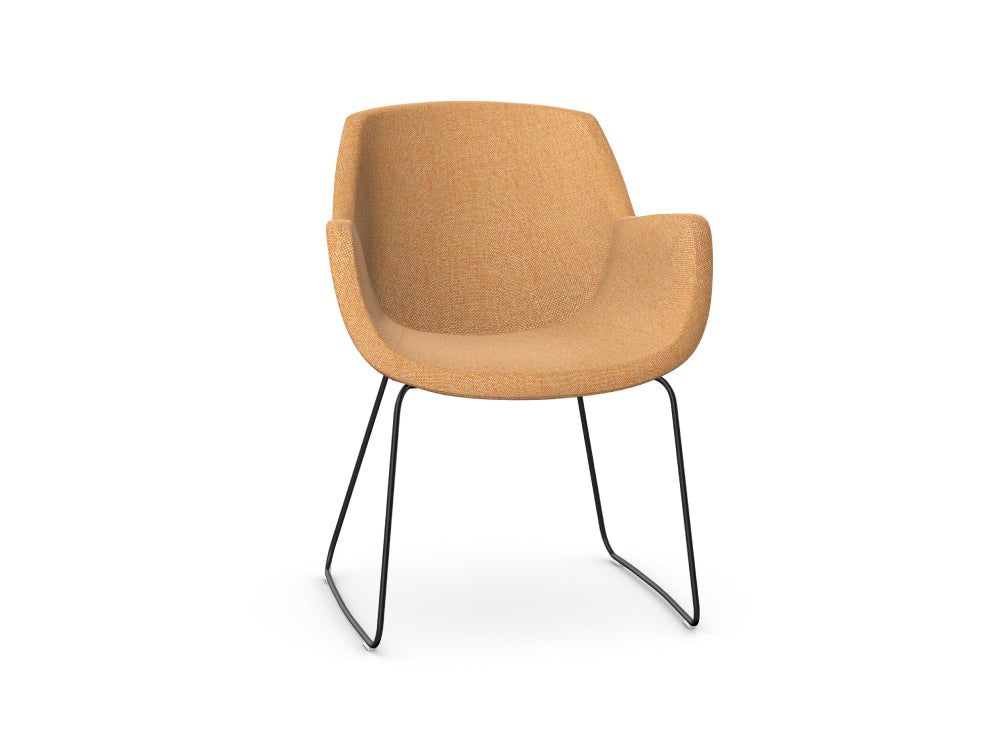 Tiana Upholstered Chair with Skid Metal Base 2