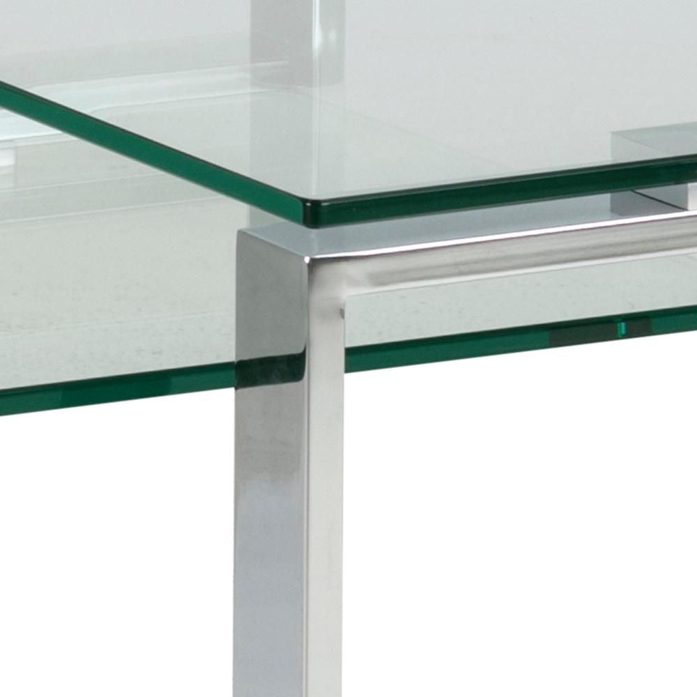 Trina Coffee Table Clear Glass and Chrome Top Detail 2