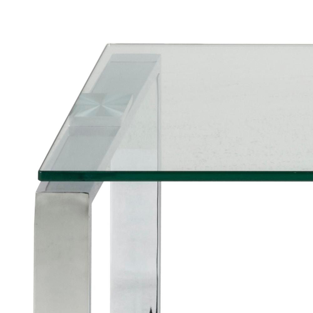 Trina Coffee Table Clear Glass and Chrome Top Detail 3