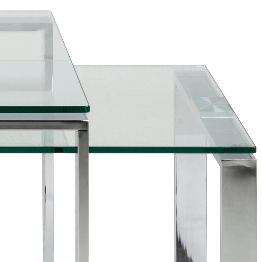 Trina Coffee Table Clear Glass and Chrome Top Detail