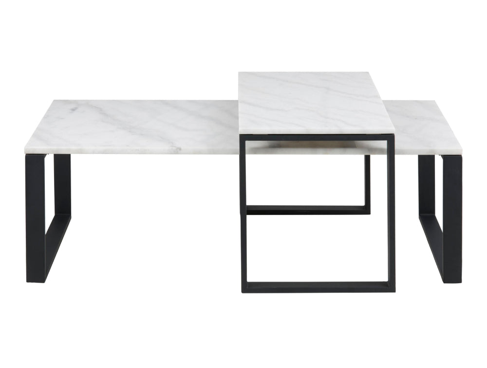 Trina Coffee Table Polished Marble and Black 2