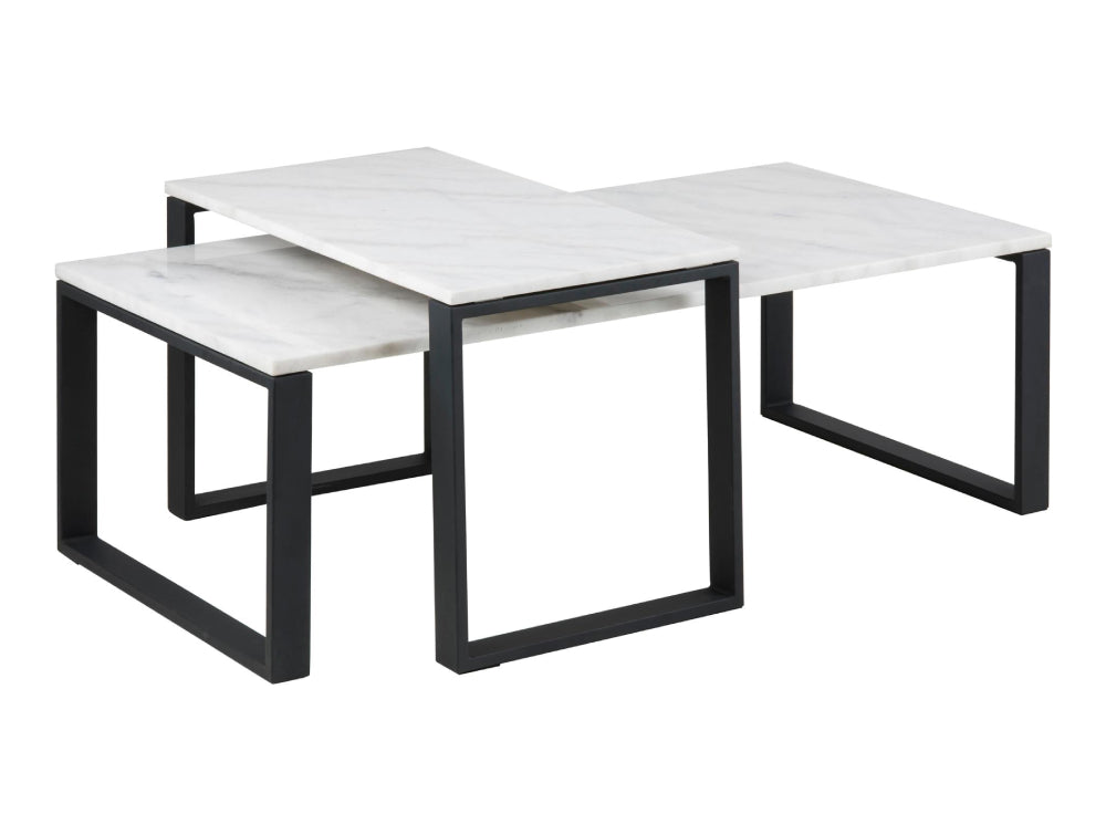 Trina Coffee Table Polished Marble and Black 3