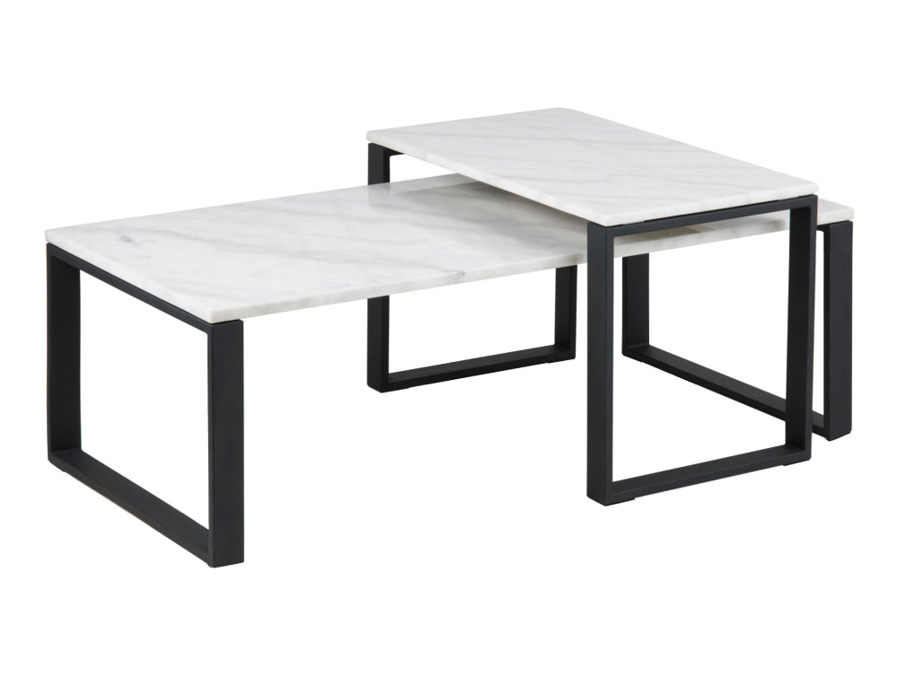 Trina Coffee Table Polished Marble and Black