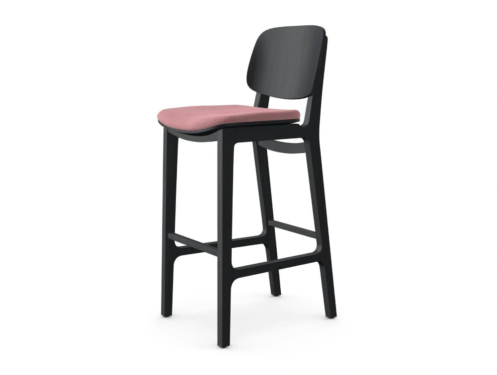 Verge Wooden Barstool with Upholstered Seat Pad 2